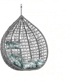 Scaun suspendat gri KOKON fara suport, perna verde-alb