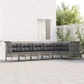 vidaXL Set mobilier de grădină cu perne, 6 piese, gri, poliratan