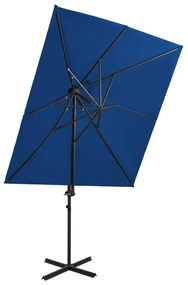 Umbrela suspendata cu invelis dublu, albastru azuriu 250x250 cm