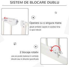 PawHut Porțiță pentru Câini și Animale de Companie cu 3 Extensii, Lățime Reglabilă, 74-147.5x76.2 cm, Alb | Aosom Romania