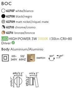 Aplica moderna cu reader LED design minimalist BOC bronz