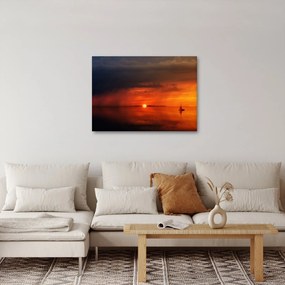 Tabloul apusului de soare cu barca (70x50 cm)