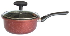 Oala cu capac Rosberg R51321G18, 18cm, 1.8L, Acoperire marmura, Inductie, Bordeaux melange