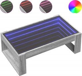 vidaXL Măsuță de cafea cu LED infinity, gri sonoma, 90x53x30 cm