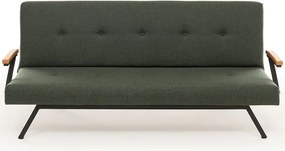 Canapea extensibilă 2 locuri modernă, 180x100 cm – stofă verde &amp; metal negru – Newyork