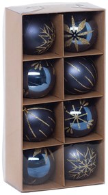 Set globuri cu decoratiuni aurii, 8 cm