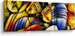 Tablou - Pictură în ulei, îndrăgostiții (cu ceas) (90x30 cm)