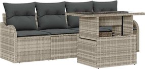 vidaXL Set de canapele pentru grădină 5 pcs Gri deschis Rattan poli