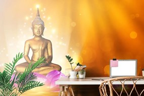 Tapet statuie Buddha pe o floare de lotus