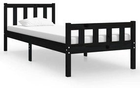 810643 vidaXL Cadru de pat mic single, negru, 75x190 cm, lemn masiv