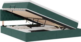 vidaXL Pat cu storage cu saltea Verde închis 160 x 200 cm Catifea