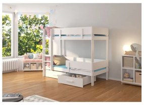Pat Supraetajat Dublu ETIONA Cu Saltea Stejar Sonoma/Alb 90x200cm