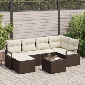 vidaXL Set de canapele pentru grădină 7 pcs Maro Rattan poli