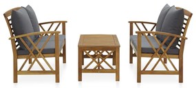 3057992 vidaXL Set mobilier grădină cu perne, 3 piese, lemn masiv de acacia