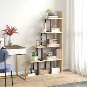 HOMCOM Bibliotecă raft separator de încăperi de stil industrial în formă de scară cu 5 rafturi 102 x 30 x 160 cm culoare stejar | Aosom Romania