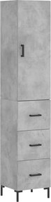 vidaXL Dulap înalt, gri beton, 34,5x34x180 cm, lemn prelucrat