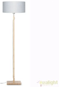 Lampadar modern cu baza din lemn si abajur textil FUJI, gri deschis FUJI/F/4723/LG