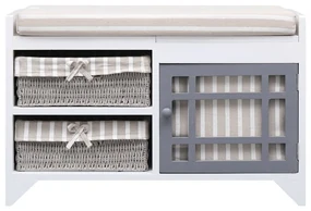 284080 vidaXL Bancă de hol, alb, 70x33,5x45 cm, lemn de paulownia