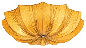 Plafoniera de design aurie din mătase 52 cm cu 3 lumini - Plu