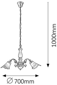 Rabalux 7093 - Lustra cu lant RUSTIC 3 3xE14/40W/230V