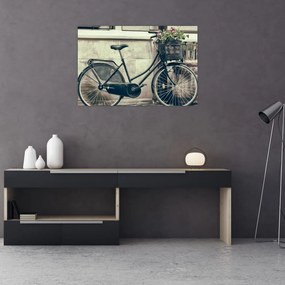 Tablou - Bicicleta de epocă cu flori (90x60 cm)