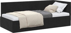 vidaXL Cadru de pat colțar cu headboard Negru 90 cm x 200 cm Catifea