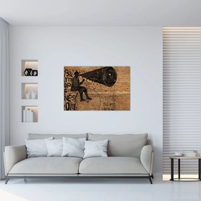 Tablou - Barbat cu biciclete stil Bansky (90x60 cm)