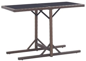 vidaXL Masă de grădină, maro, 110 x 53 x 72 cm, sticlă și poliratan