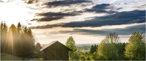 Tablou cu cabana pe luncă (120x50 cm)
