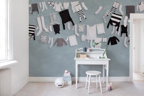 Fototapet, Laundry Day, Blue, Rebel Walls