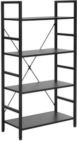 Etajera LOFT R4, negru, PAL laminat/metal, 60x30x115 cm