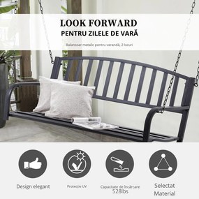 Balansoar Suspendat de Gradina Outsunny din Metal Negru | AOSOM RO