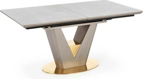 Masa dining 8 persoane VALENTINO, gri/auriu, ceramica/otel, 160/220x90