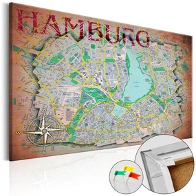 Tablou din plută - Hamburg [Cork Map]