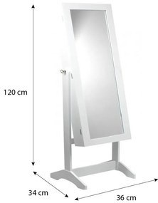 Brandy 03 Dulap de bijuterii cu oglinda + rafturi 8119 alb