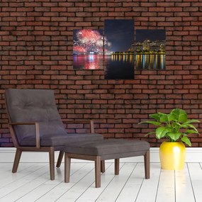 Tablou cu artificii in Singapur (90x60 cm)