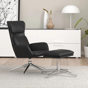 3097831 vidaXL Scaun de relaxare cu taburet, negru lucios, piele artificială