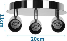 Aigostar - Corp de iluminat cu 3 spoturi GU10, 60W, 230V, crom lucios