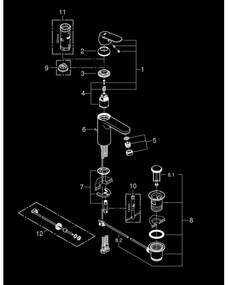 GROHE 23325000 - Baterie pentru lavoar EUROSMART COSMOPOLITAN, mărime M, crom