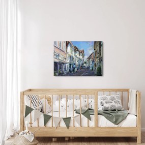 Tablou - Strada orașului vechi, pictură acrilică (70x50 cm)