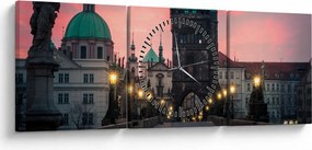 Tablou - Pe podul lui Carol,Praga (cu ceas) (90x30 cm)