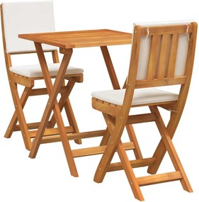 vidaXL Set bistro cu pernă 3 pcs Ulei Natural Lemn Solid de Acacia