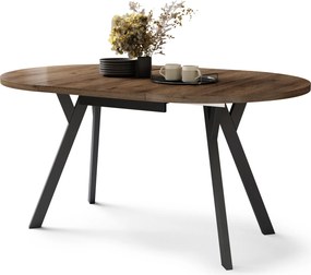 Mazzoni ALMO Nuc Elegant/picioare negre - MASĂ ROTUNDĂ EXTENSIBILĂ CU PICIOARE ÎN FORMĂ DE Y STIL LOFT PENTRU SALON/SUFRAGERIE