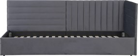 Pat cu somieră, 90x200, ţesătură gri Velvet, MEVIA