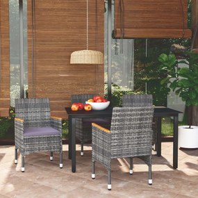 3095005 vidaXL Set mobilier de grădină cu perne, 5 piese, gri, poliratan
