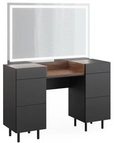 SEG216 - Set Masa toaleta 120 cm cosmetica machiaj, oglinda cu LED, masuta vanity cu sau fara scaun - Gri Antracit - Maro