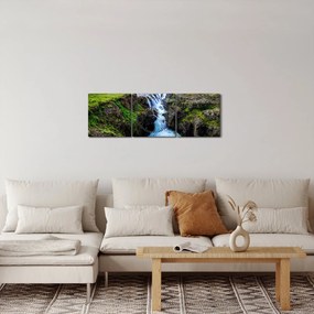 Tablou - Cascada intre stânci (cu ceas) (90x30 cm)