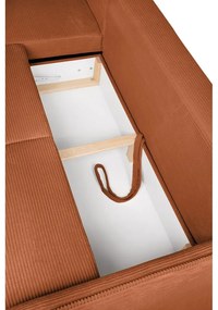 Colțar portocaliu extensibil cu tapițerie din catifea reiată (cu colț pe partea stângă ) Tori – Bonami Selection