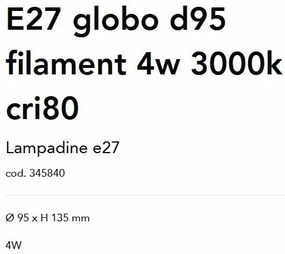 Bec LED, E27 E27 globo d95 filament 4w 3000k cri80