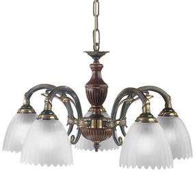 Candelabru 5 brate design italian din alama cu lemn 3510